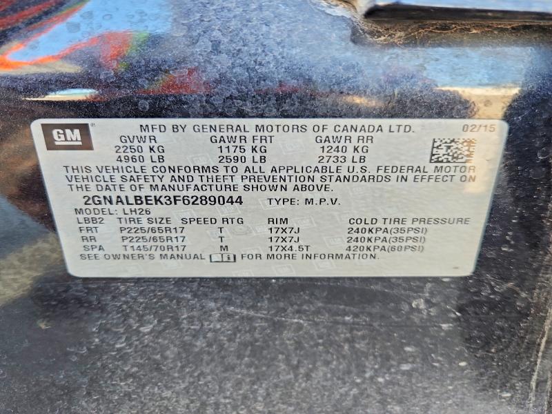 Aukcja sprzedaży 2015 Chevrolet Equinox, vin: 2GNALBEK3F6289044, numer aukcji: 55011056