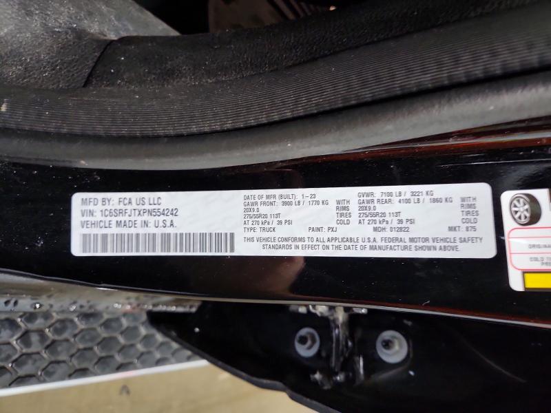 2023 Ram 1500 მანქანა იყიდება აუქციონზე, vin: 1C6SRFJTXPN554242, აუქციონის ნომერი: 53357876