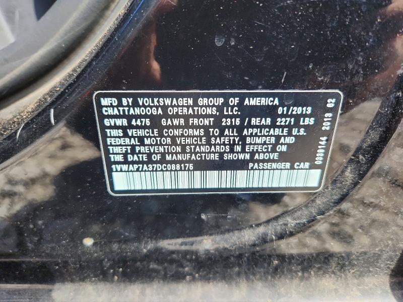 Aukcja sprzedaży 2013 Volkswagen Passat, vin: 1VWAP7A37DC088175, numer aukcji: 54256546