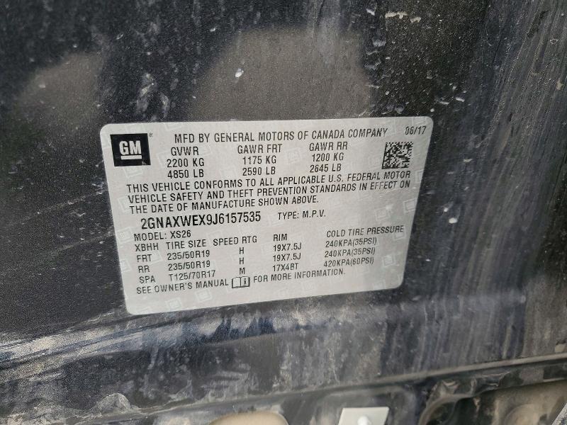 Aukcja sprzedaży 2018 Chevrolet Equinox, vin: 2GNAXWEX9J6157535, numer aukcji: 52274726