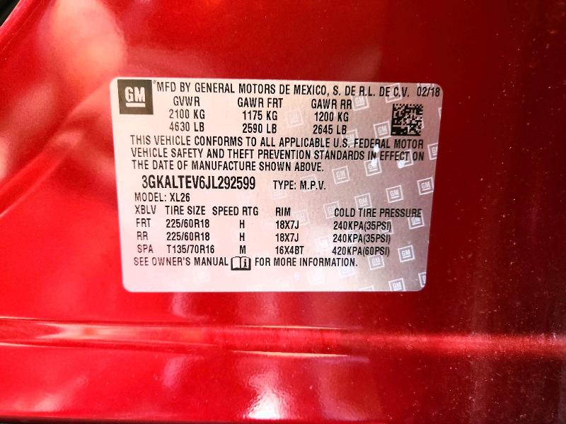 54607946 :رقم المزاد ، 3GKALTEV6JL292599 vin ، 2018 Gmc Terrain مزاد بيع
