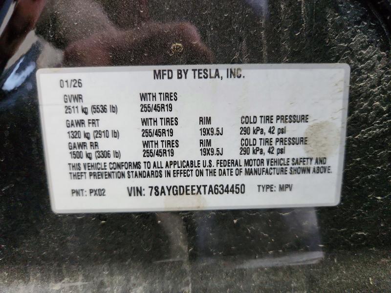 Продаж на аукціоні авто 2026 Tesla Model Y, vin: 7SAYGDEEXTA634450, номер лоту: 53705016