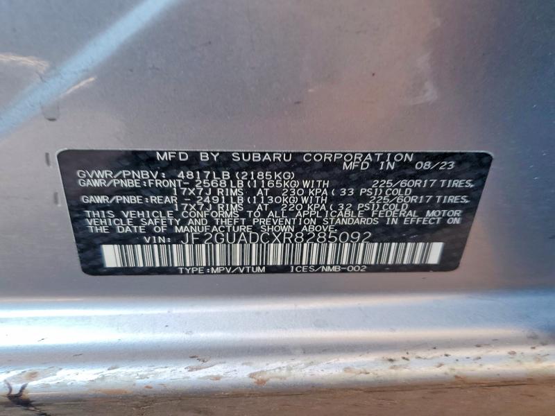 Aukcja sprzedaży 2024 Subaru Crosstrek, vin: JF2GUADCXR8285092, numer aukcji: 53101466