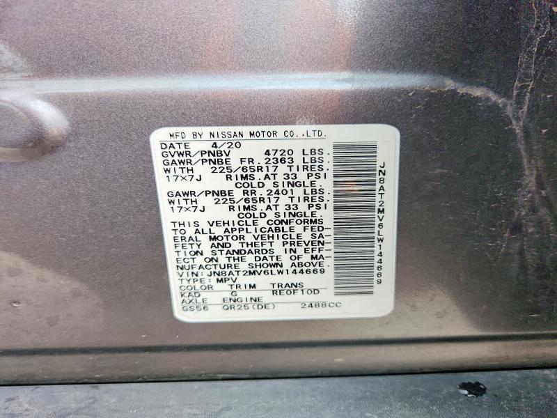 Продаж на аукціоні авто 2020 Nissan Rogue, vin: JN8AT2MV6LW144669, номер лоту: 53406316