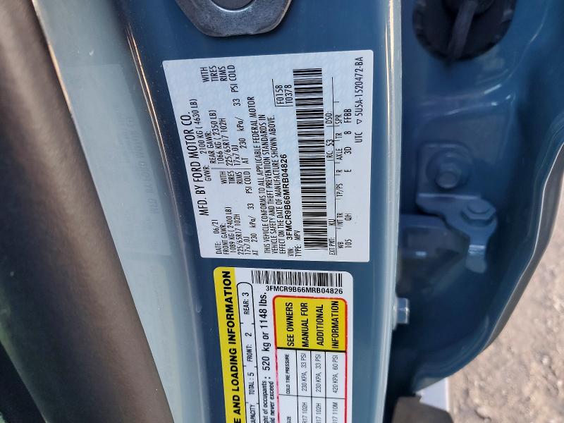 Продаж на аукціоні авто 2021 Ford Bronco Sport, vin: 3FMCR9B66MRB04826, номер лоту: 52844556