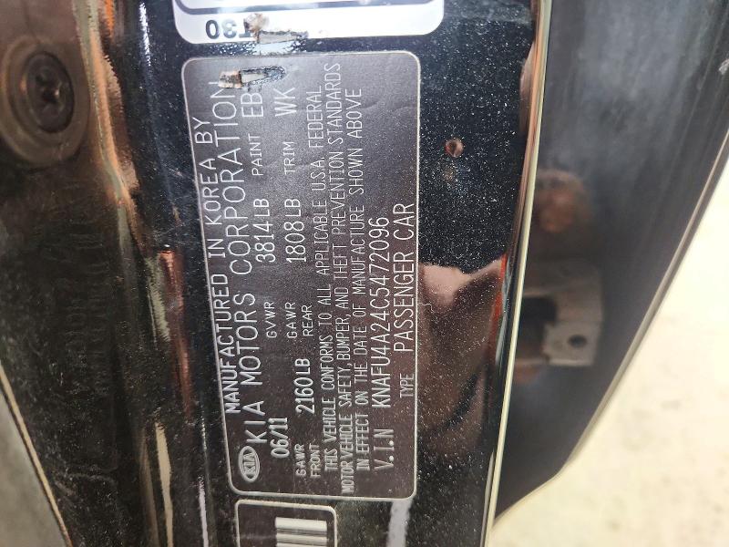 Aukcja sprzedaży 2012 Kia Forte, vin: KNAFU4A24C5472096, numer aukcji: 54314276