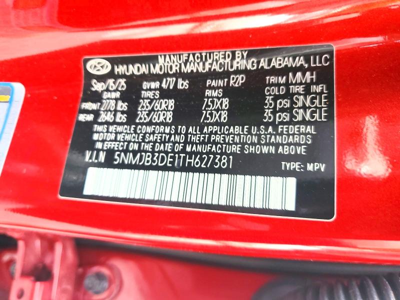 54135886 :رقم المزاد ، 5NMJB3DE1TH627381 vin ، 2026 Hyundai Tucson مزاد بيع