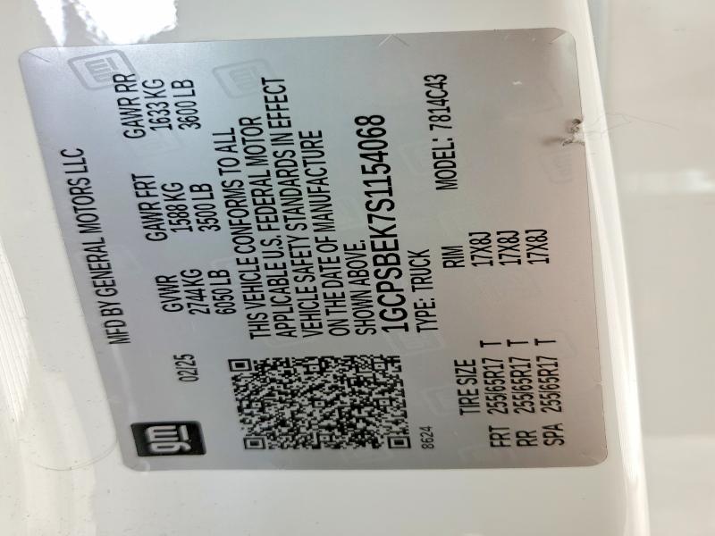 Aukcja sprzedaży 2025 Chevrolet Colorado, vin: 1GCPSBEK7S1154068, numer aukcji: 58336336