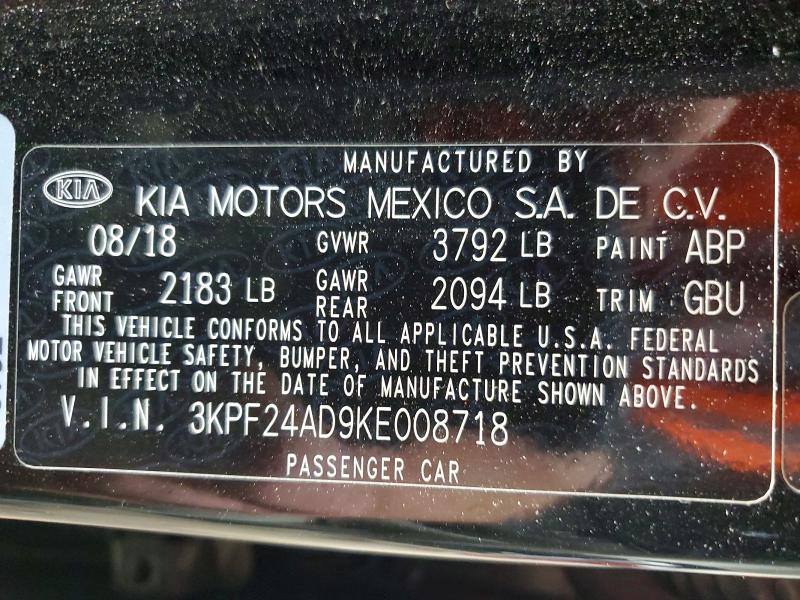 Продажа на аукционе авто 2019 Kia Forte, vin: 3KPF24AD9KE008718, номер лота: 55377046