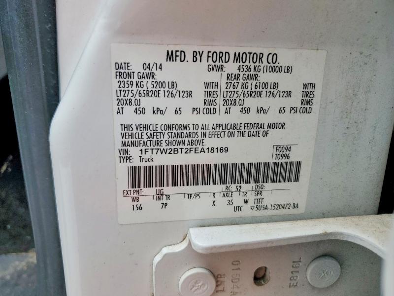 Aukcja sprzedaży 2015 Ford F250, vin: 1FT7W2BT2FEA18169, numer aukcji: 54496026