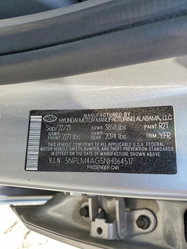 53563756 :رقم المزاد ، 5NPLM4AG5NH064517 vin ، 2022 Hyundai Elantra مزاد بيع