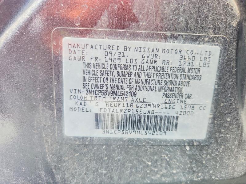 Aukcja sprzedaży 2021 Nissan Kicks, vin: 3N1CP5BV9ML542109, numer aukcji: 53974966