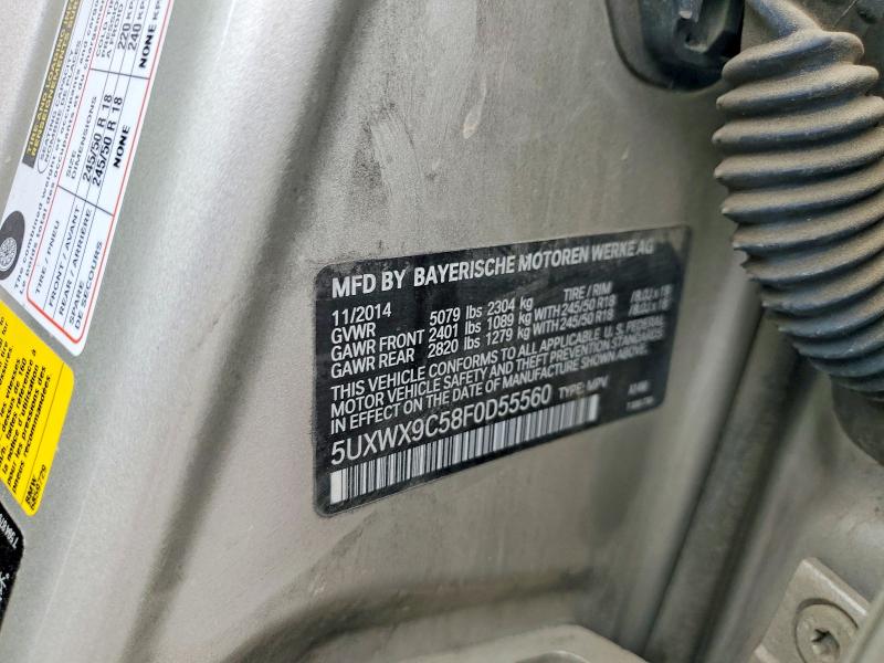 52175046 :رقم المزاد ، 5UXWX9C58F0D55560 vin ، 2015 Bmw X3 مزاد بيع