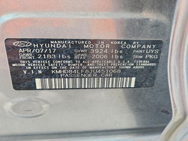 Продаж на аукціоні авто 2018 Hyundai Elantra, vin: KMHD84LF8JU451068, номер лоту: 52522176
