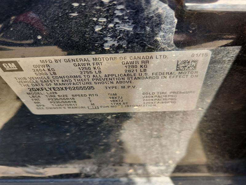 Aukcja sprzedaży 2015 Gmc Terrain, vin: 2GKFLYE3XF6265595, numer aukcji: 54505676