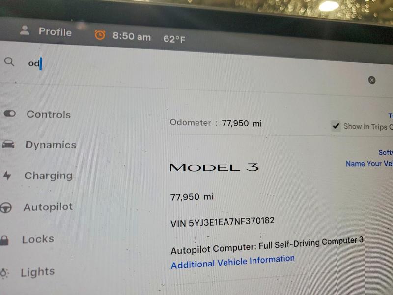 Продаж на аукціоні авто 2022 Tesla Model 3, vin: 5YJ3E1EA7NF370182, номер лоту: 54452806