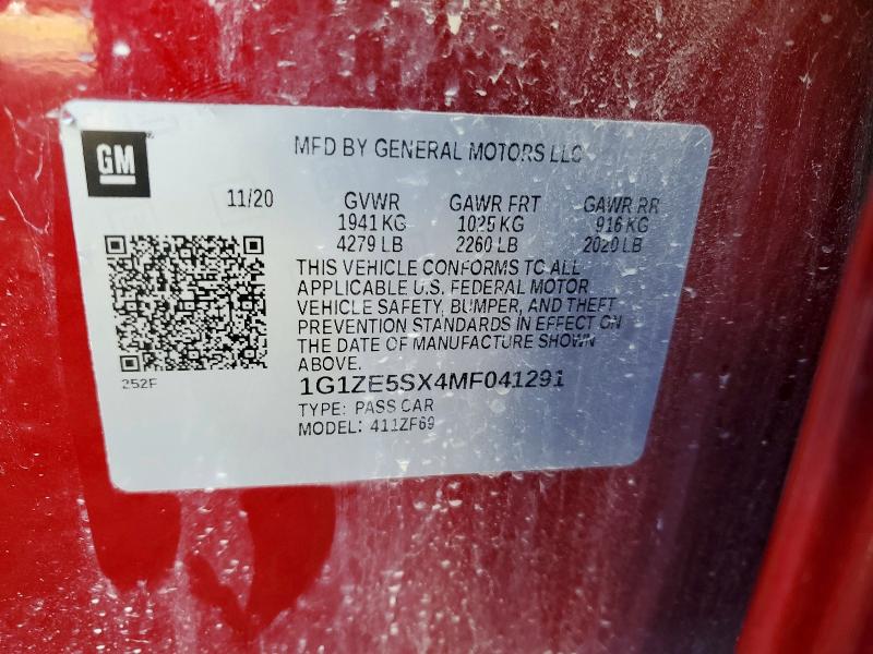 2021 Chevrolet Malibu მანქანა იყიდება აუქციონზე, vin: 1G1ZE5SX4MF041291, აუქციონის ნომერი: 52569666