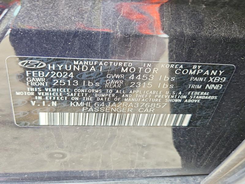 Aukcja sprzedaży 2024 Hyundai Sonata, vin: KMHL64JA2RA376857, numer aukcji: 52581236