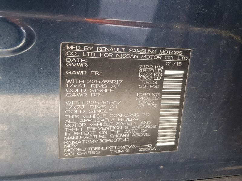 Aukcja sprzedaży 2016 Nissan Rogue, vin: KNMAT2MV3GP637141, numer aukcji: 54781216