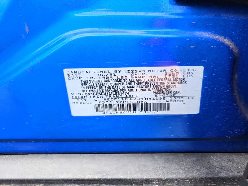 53751436 :رقم المزاد ، 3N1CP5CV1ML531474 vin ، 2021 Nissan Kicks مزاد بيع