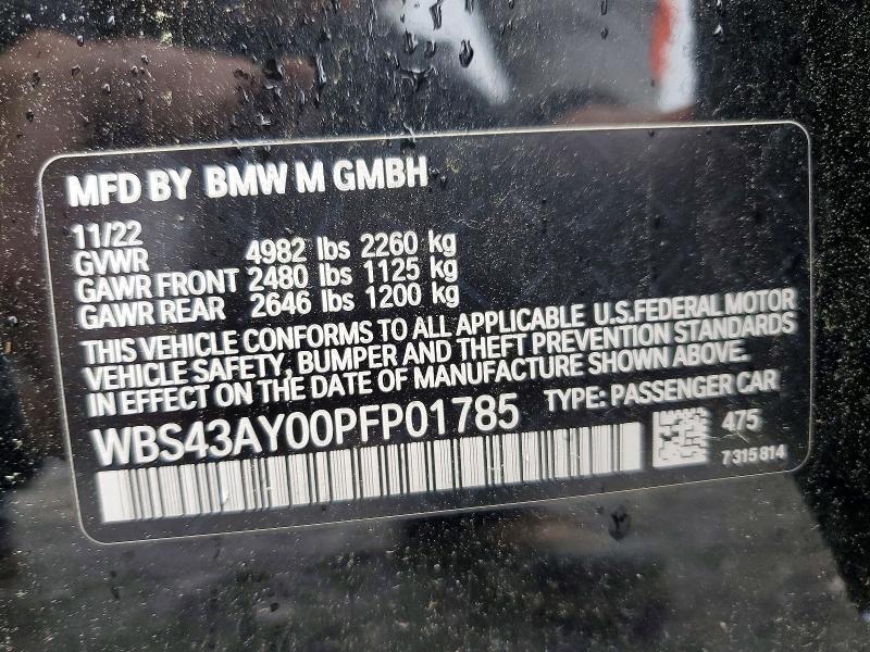Продажа на аукционе авто 2023 Bmw M3, vin: WBS43AY00PFP01785, номер лота: 54500736