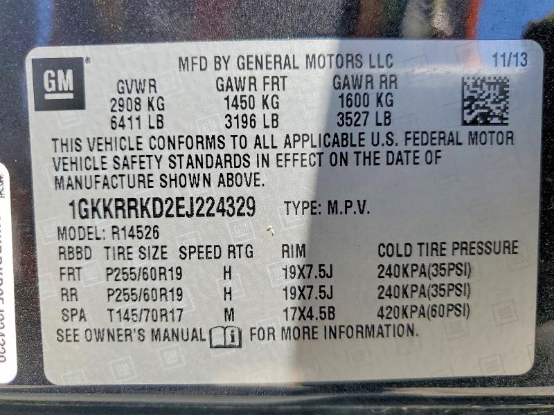 Продаж на аукціоні авто 2014 Gmc Acadia, vin: 1GKKRRKD2EJ224329, номер лоту: 51901826