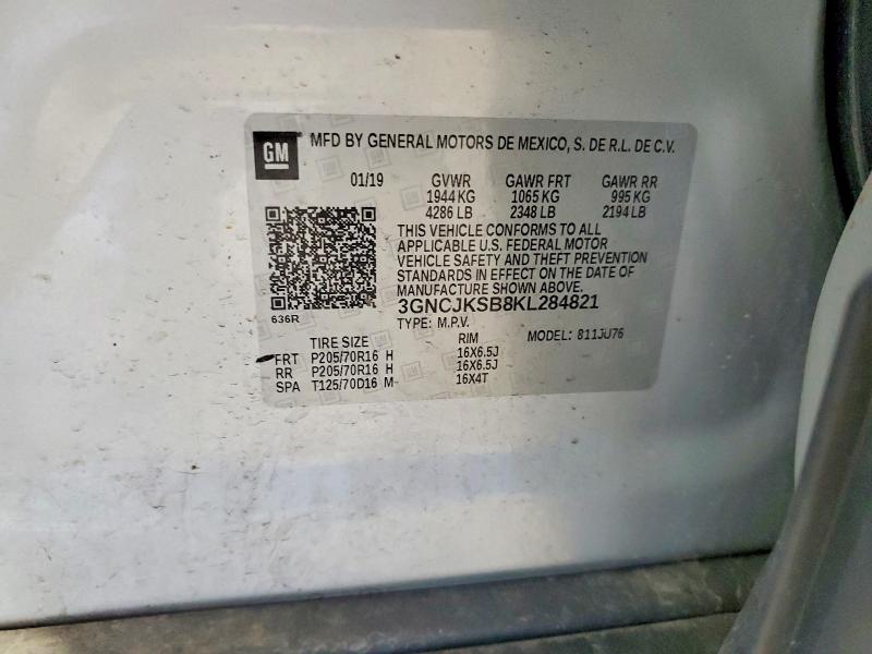 52692116 :رقم المزاد ، 3GNCJKSB8KL284821 vin ، 2019 Chevrolet Trax مزاد بيع