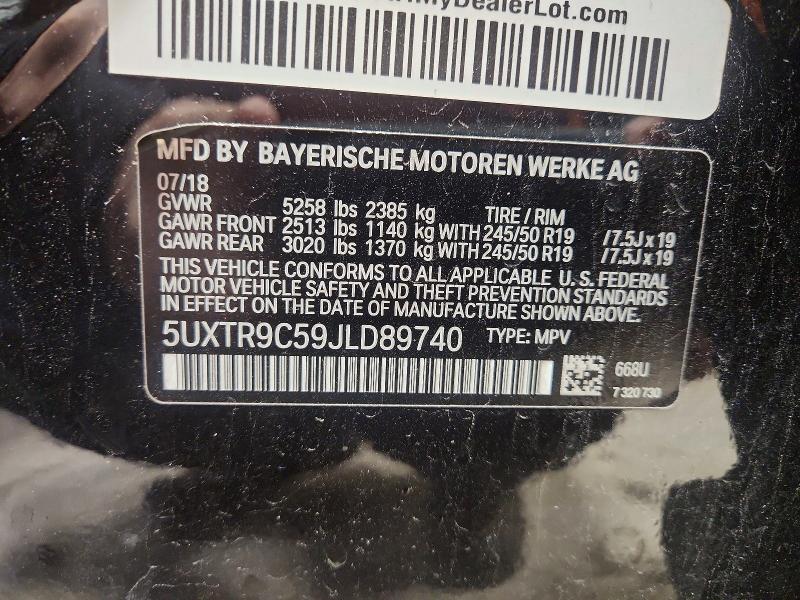 Продаж на аукціоні авто 2018 Bmw X3, vin: 5UXTR9C59JLD89740, номер лоту: 52533716