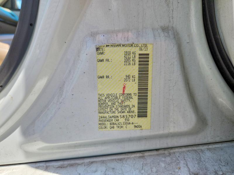 2013 Nissan Altima მანქანა იყიდება აუქციონზე, vin: 1N4AL3AP6DN585707, აუქციონის ნომერი: 54119876