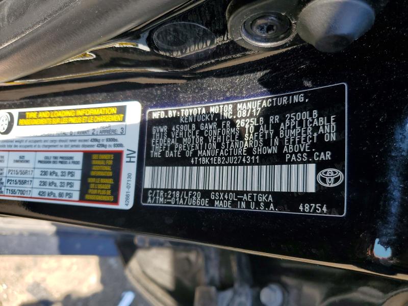 Продажа на аукционе авто 2018 Toyota Avalon, vin: 4T1BK1EB2JU274311, номер лота: 54128756