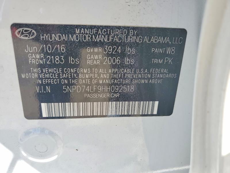 2017 Hyundai Elantra მანქანა იყიდება აუქციონზე, vin: 5NPD74LF9HH092518, აუქციონის ნომერი: 52342816