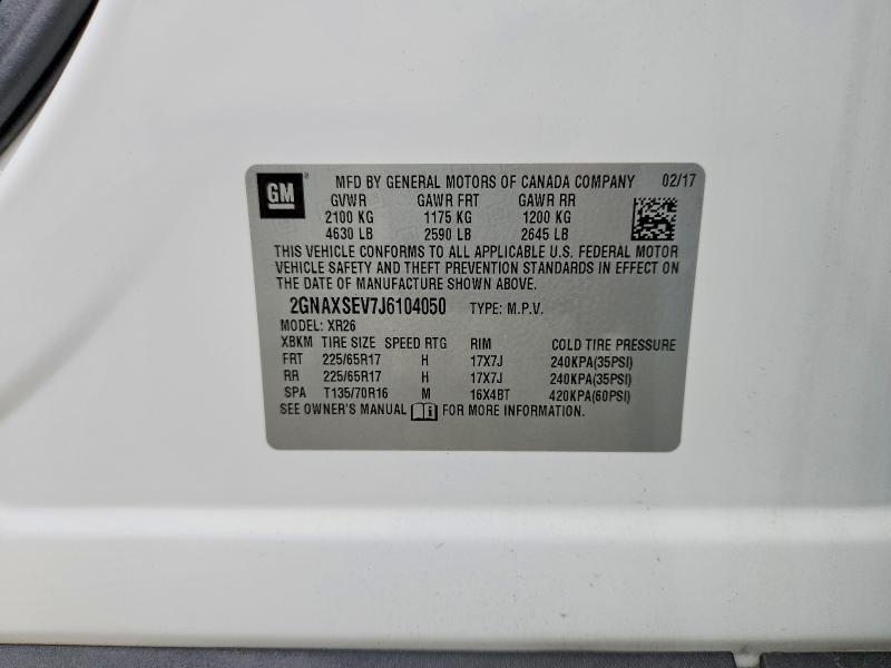 Aukcja sprzedaży 2018 Chevrolet Equinox, vin: 2GNAXSEV7J6104050, numer aukcji: 52861396