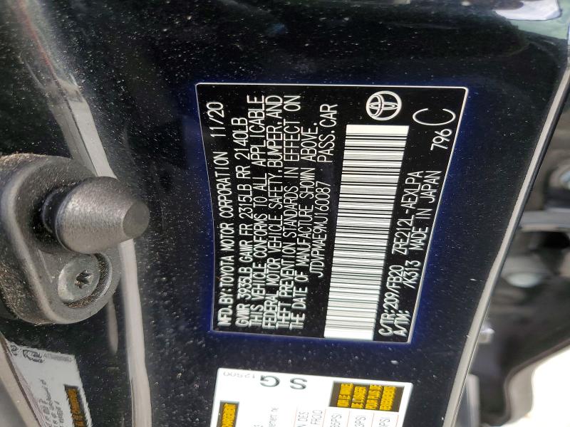Продаж на аукціоні авто 2021 Toyota Corolla, vin: JTDVPMAE9MJ160087, номер лоту: 52354426