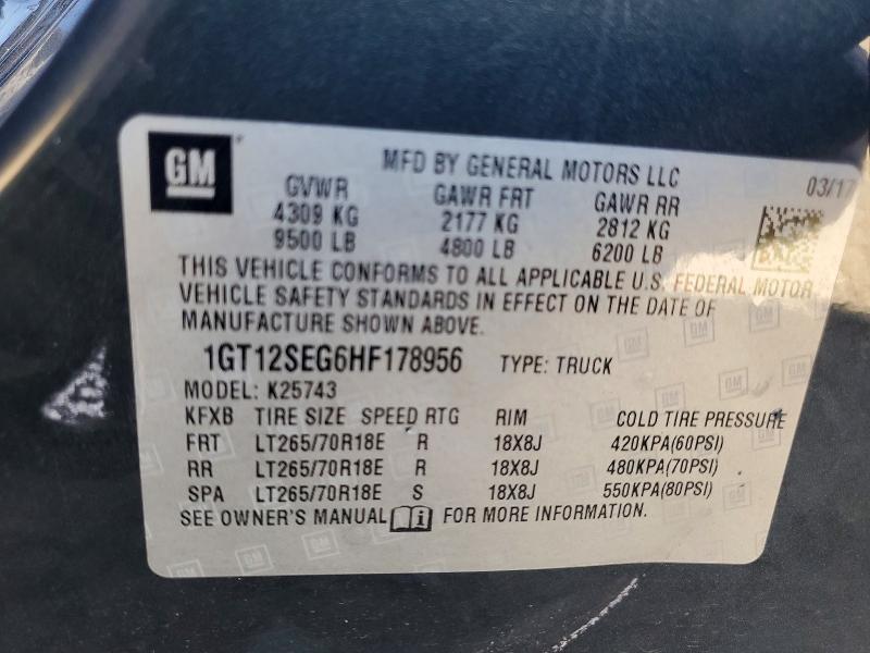 53645706 :رقم المزاد ، 1GT12SEG6HF178956 vin ، 2017 Gmc Sierra مزاد بيع