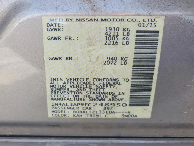 52340016 :رقم المزاد ، 1N4AL3AP9FC248950 vin ، 2015 Nissan Altima مزاد بيع