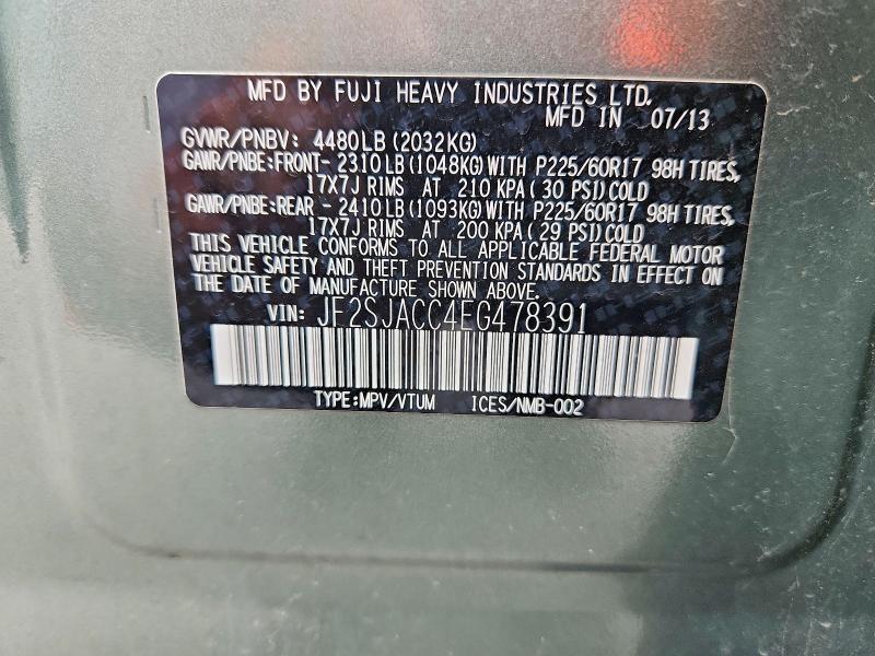 53436706 :رقم المزاد ، JF2SJACC4EG478391 vin ، 2014 Subaru Forester مزاد بيع