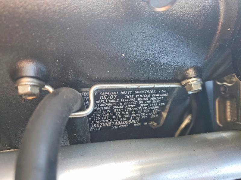 Продажа на аукционе авто 2008 Kawasaki Zg1400, vin: JKBZGNB148A005607, номер лота: 53106116