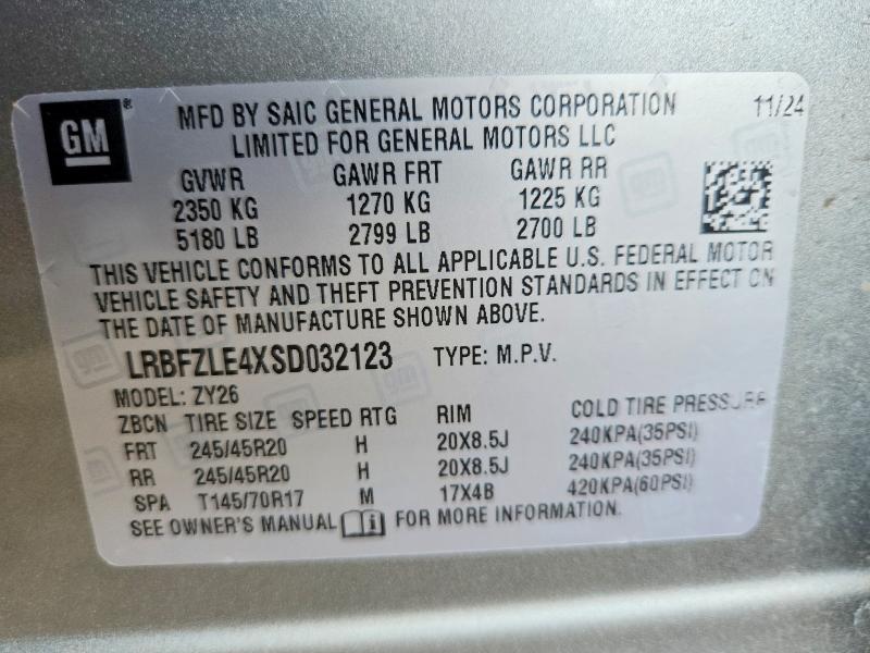 54863006 :رقم المزاد ، LRBFZLE4XSD032123 vin ، 2025 Buick Envision مزاد بيع