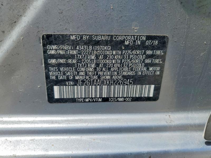 Aukcja sprzedaży 2019 Subaru Crosstrek, vin: JF2GTAACXKH226945, numer aukcji: 55223656