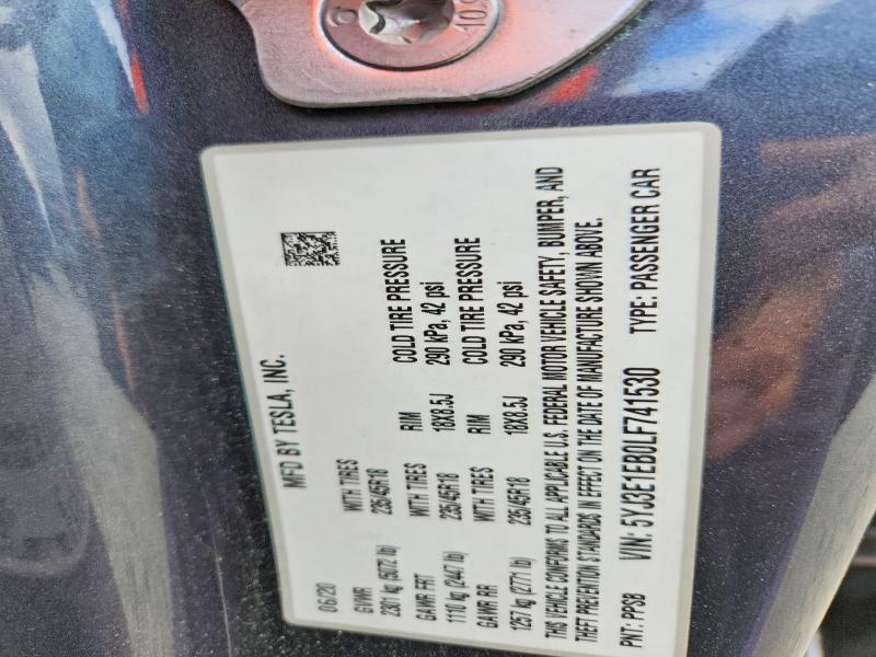Продаж на аукціоні авто 2020 Tesla Model 3, vin: 5YJ3E1EB9LF741462, номер лоту: 53809656