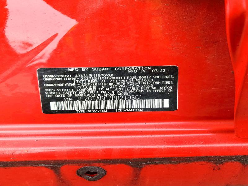 53947676 :رقم المزاد ، JF2GTABC7PH219361 vin ، 2023 Subaru Crosstrek مزاد بيع
