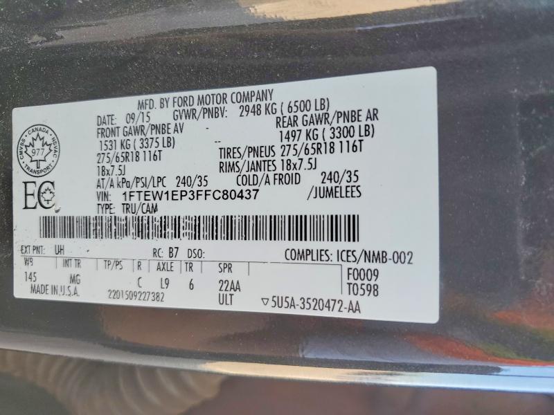 Aukcja sprzedaży 2015 Ford F150, vin: 1FTEW1EP3FFC80437, numer aukcji: 54419926