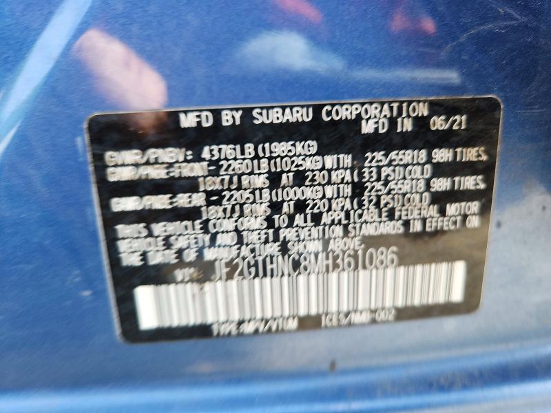 55707416 :رقم المزاد ، JF2GTHNC8MH361086 vin ، 2021 Subaru Crosstrek مزاد بيع
