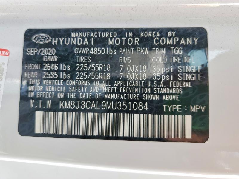Aukcja sprzedaży 2021 Hyundai Tucson, vin: KM8J3CAL9MU351084, numer aukcji: 51999876
