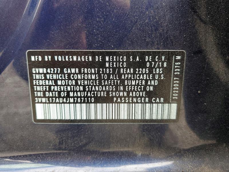 2018 Volkswagen Golf Sportwagen მანქანა იყიდება აუქციონზე, vin: 3VWL17AU4JM767110, აუქციონის ნომერი: 53492906
