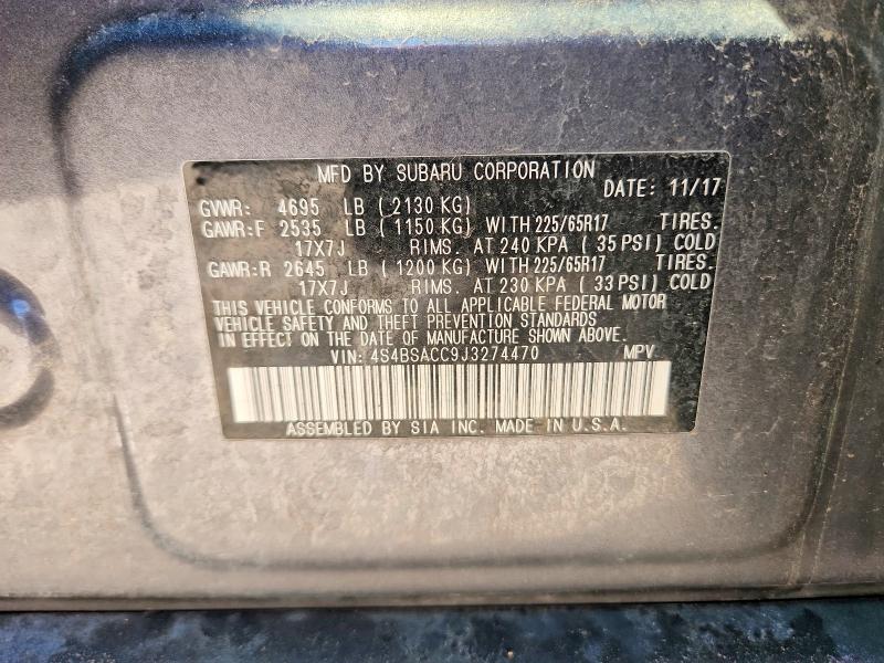 Продаж на аукціоні авто 2018 Subaru Outback, vin: 4S4BSACC9J3274470, номер лоту: 52953806