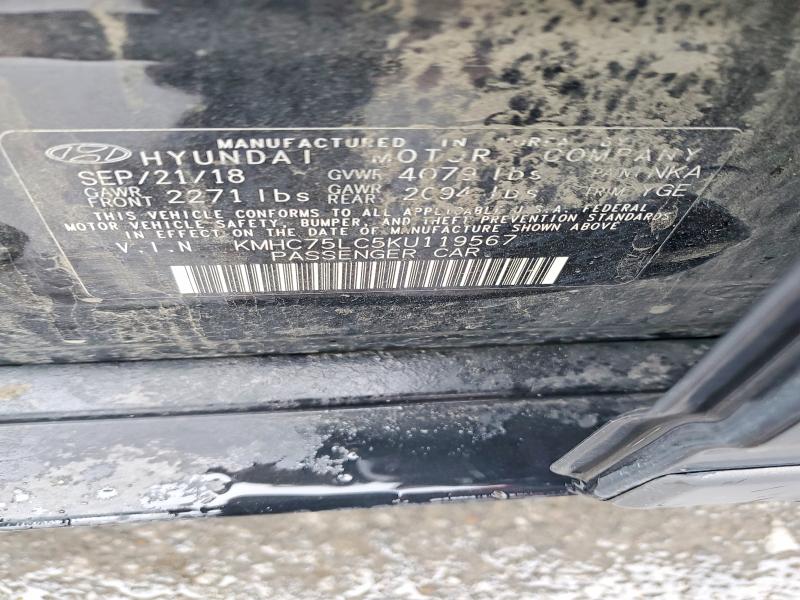 Aukcja sprzedaży 2019 Hyundai Ioniq, vin: KMHC75LC5KU119567, numer aukcji: 54306366
