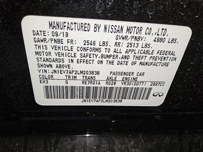 Продажа на аукционе авто 2020 Infiniti Q50, vin: JN1EV7AP2LM203838, номер лота: 53603186