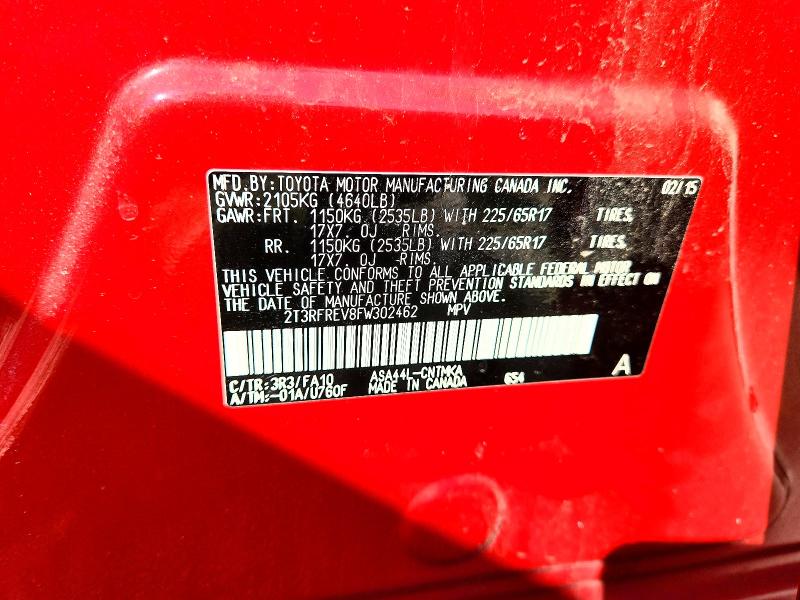 2015 Toyota Rav4 მანქანა იყიდება აუქციონზე, vin: 2T3RFREV8FW302462, აუქციონის ნომერი: 54003246