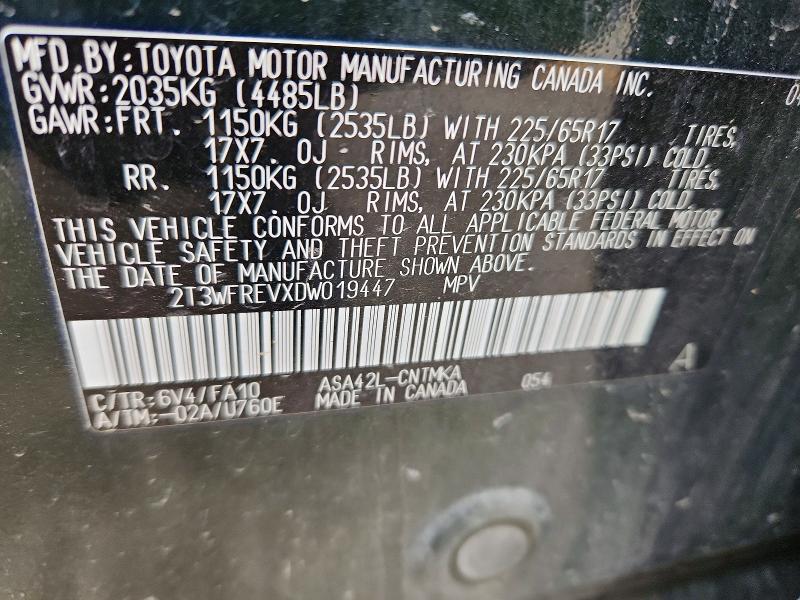 Aukcja sprzedaży 2013 Toyota Rav4, vin: 2T3WFREVXDW019447, numer aukcji: 52244216